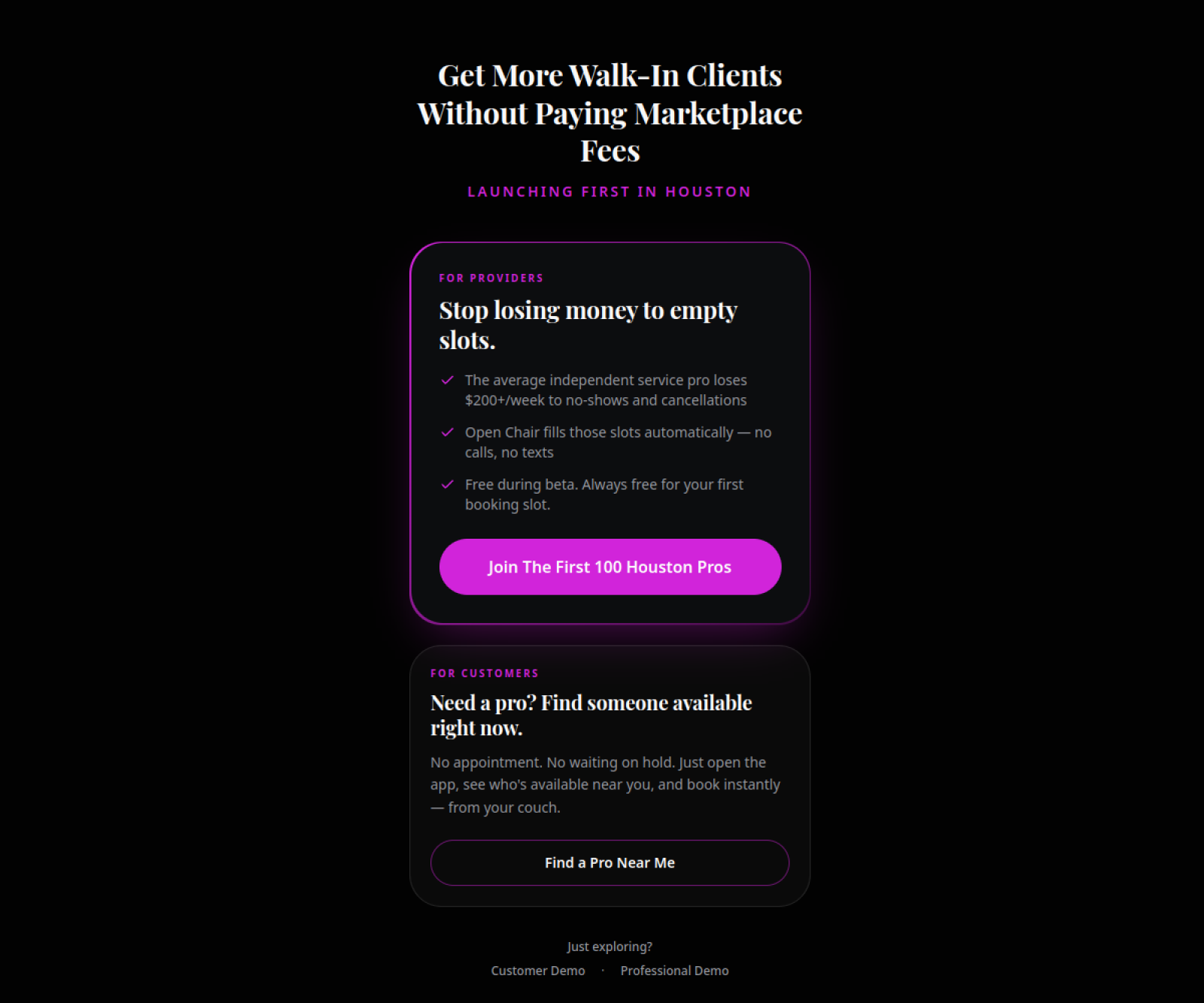 Open Chair website built by Nested Growth